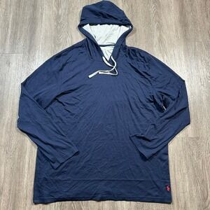 Polo by Ralph Lauren Navy Blue Hooded Long Sleeve Shirt with Light Gray Lining